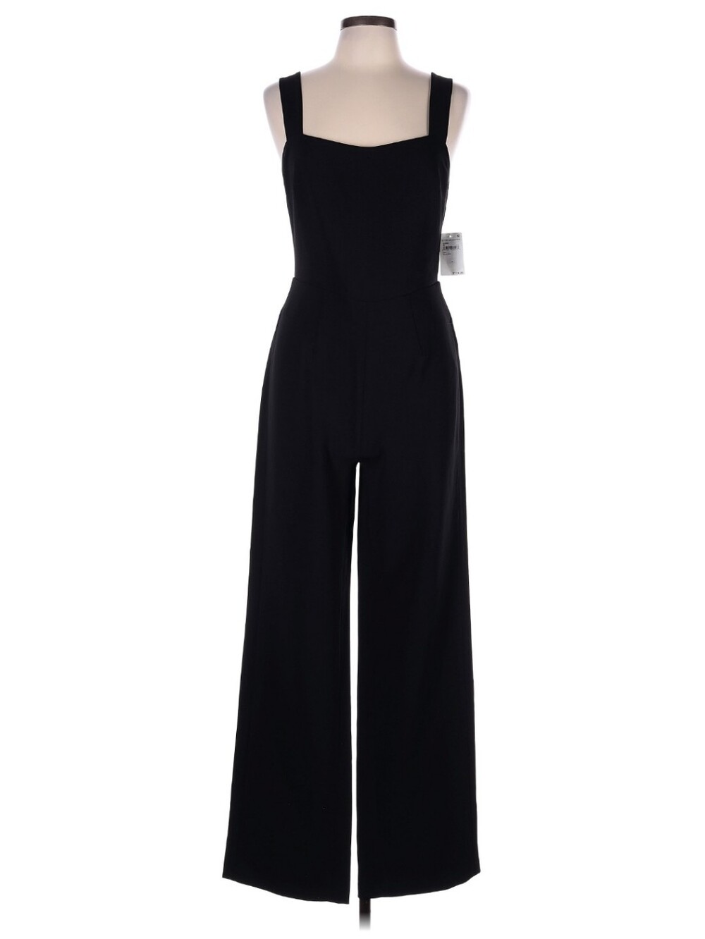 Good American Black Square-Neck Wide-Leg Jumpsuit
